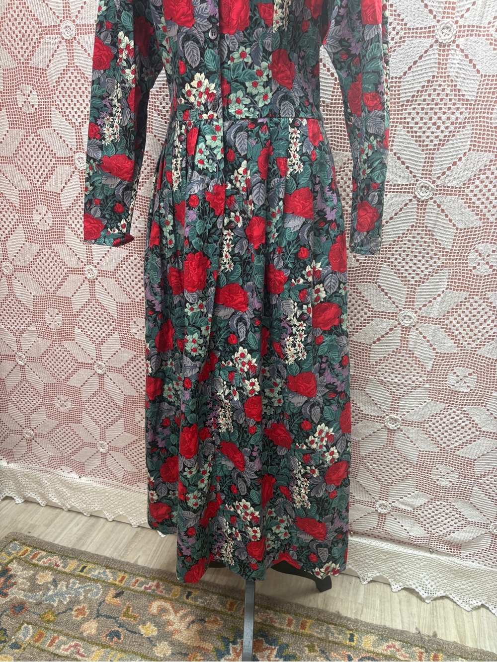 Vintage Suttles and Seawinds Floral Midi Dress Cottagecore Romantic Prairie - Picture 4 of 12
